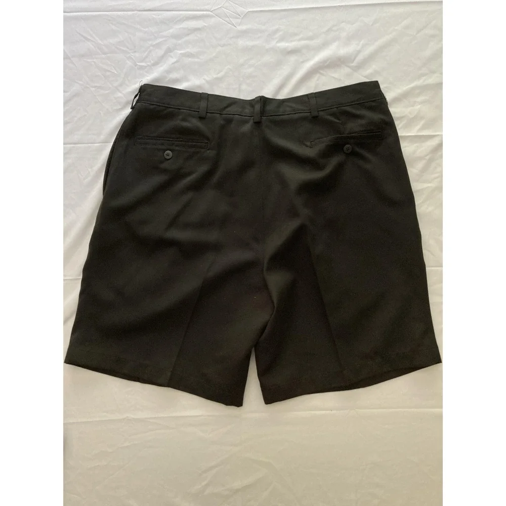 Silkworks Savane Shorts Men 38 Blk Microfiber Pleated Chino Relaxed Fit Pockets